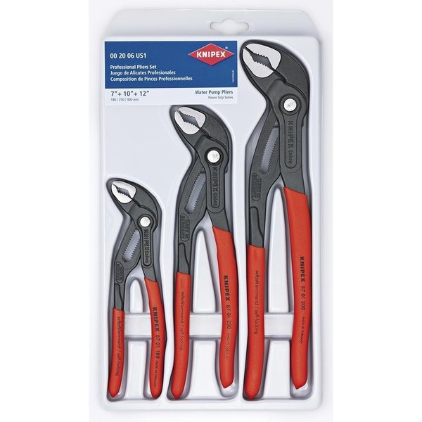 Knipex 3 Pc Cobra Pliers Set (7, 10, And 12) 002006US1